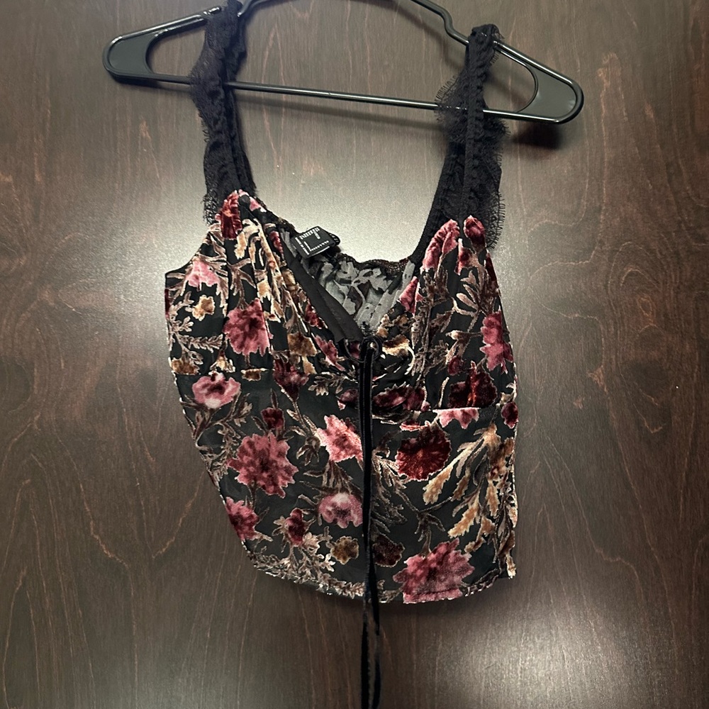 Forever 21 Black and Pink Floral Camisole